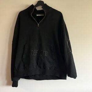 Black 1/4 zip up hoodie. Brand: Defaced Toronto